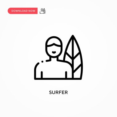 Sörfçü vektör simgesi. Web sitesi veya mobil uygulama için modern, basit düz vektör çizimi