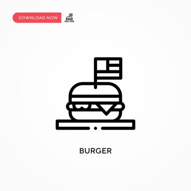 Burger vektör ikonu. Web sitesi veya mobil uygulama için modern, basit düz vektör çizimi