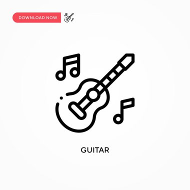 Gitar vektör simgesi. Web sitesi veya mobil uygulama için modern, basit düz vektör çizimi