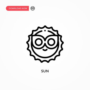 Güneş vektör simgesi. Web sitesi veya mobil uygulama için modern, basit düz vektör çizimi