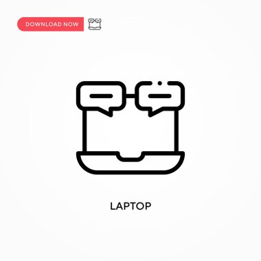 Laptop vektör simgesi. Web sitesi veya mobil uygulama için modern, basit düz vektör çizimi
