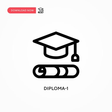 Diploma-1 vektör simgesi. Web sitesi veya mobil uygulama için modern, basit düz vektör çizimi