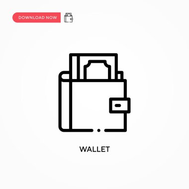 Cüzdan vektör simgesi. Web sitesi veya mobil uygulama için modern, basit düz vektör çizimi