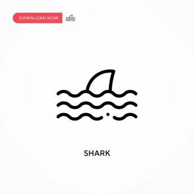 Köpekbalığı vektör simgesi. Web sitesi veya mobil uygulama için modern, basit düz vektör çizimi