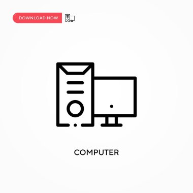 Bilgisayar vektör simgesi. Web sitesi veya mobil uygulama için modern, basit düz vektör çizimi