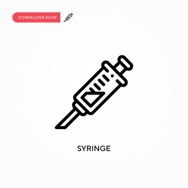 Şırınga vektör simgesi. Web sitesi veya mobil uygulama için modern, basit düz vektör çizimi