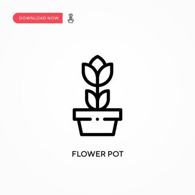 Çiçek saksı vektör simgesi. Web sitesi veya mobil uygulama için modern, basit düz vektör çizimi