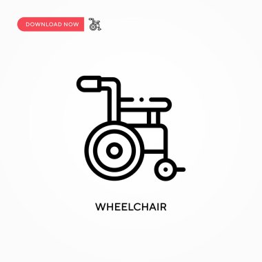 Tekerlekli sandalye vektör simgesi. Web sitesi veya mobil uygulama için modern, basit düz vektör çizimi