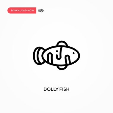 Dolly balık vektör simgesi. Web sitesi veya mobil uygulama için modern, basit düz vektör çizimi