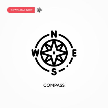 Pusula vektör simgesi. Web sitesi veya mobil uygulama için modern, basit düz vektör çizimi