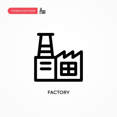 Fabrika vektör simgesi. Web sitesi veya mobil uygulama için modern, basit düz vektör çizimi