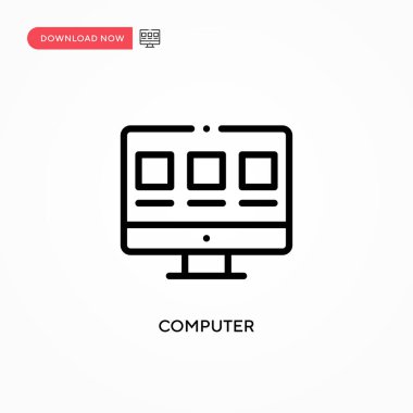 Bilgisayar vektör simgesi. Web sitesi veya mobil uygulama için modern, basit düz vektör çizimi