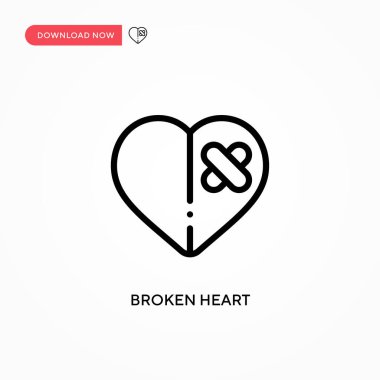 Kırık kalp vektör simgesi. Web sitesi veya mobil uygulama için modern, basit düz vektör çizimi