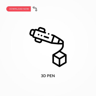 3d kalem vektör simgesi. Web sitesi veya mobil uygulama için modern, basit düz vektör çizimi