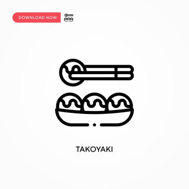 Takoyaki vektör simgesi. Web sitesi veya mobil uygulama için modern, basit düz vektör çizimi