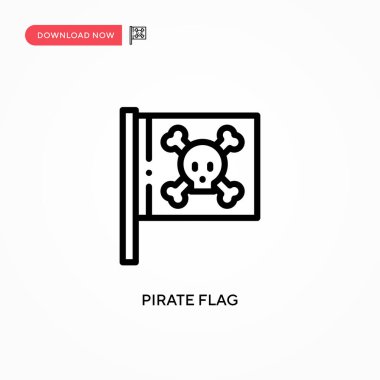 Korsan bayrak vektör simgesi. Web sitesi veya mobil uygulama için modern, basit düz vektör çizimi