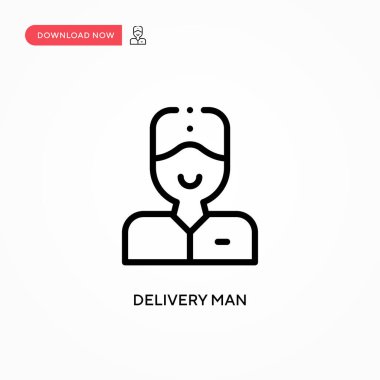 Teslimatçı vektör ikonu. Web sitesi veya mobil uygulama için modern, basit düz vektör çizimi