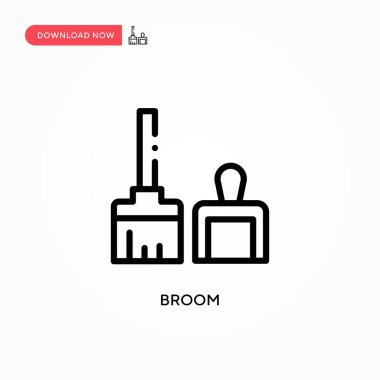 Süpürge vektör simgesi. Web sitesi veya mobil uygulama için modern, basit düz vektör çizimi