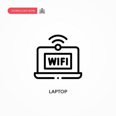 Laptop vektör simgesi. Web sitesi veya mobil uygulama için modern, basit düz vektör çizimi