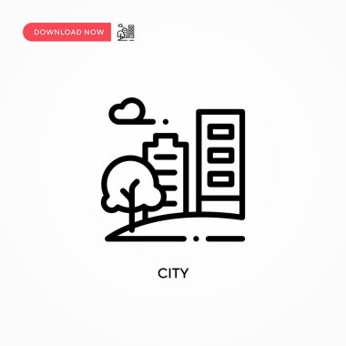 Şehir vektör simgesi. Web sitesi veya mobil uygulama için modern, basit düz vektör çizimi