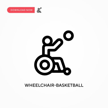Tekerlekli sandalye basketbol vektör ikonu. Web sitesi veya mobil uygulama için modern, basit düz vektör çizimi