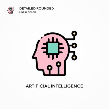 Yapay zeka vektör simgesi. Modern vektör illüstrasyon kavramları. Düzenlemesi ve kişiselleştirmesi kolay.