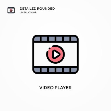 Video oynatıcı vektör simgesi. Modern vektör illüstrasyon kavramları. Düzenlemesi ve kişiselleştirmesi kolay.