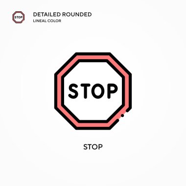 Vektör simgesini durdur. Modern vektör illüstrasyon kavramları. Düzenlemesi ve kişiselleştirmesi kolay.