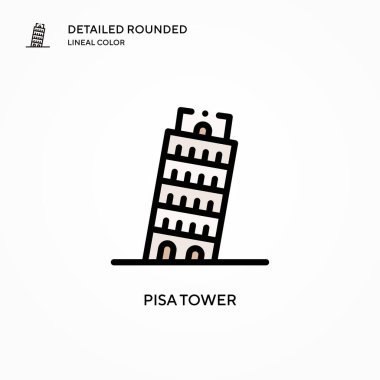 Pisa kule vektör simgesi. Modern vektör illüstrasyon kavramları. Düzenlemesi ve kişiselleştirmesi kolay.