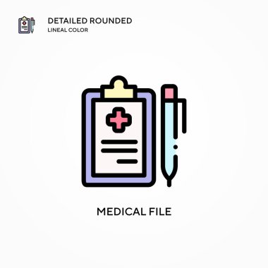 Tıbbi dosya vektör simgesi. Modern vektör illüstrasyon kavramları. Düzenlemesi ve kişiselleştirmesi kolay.