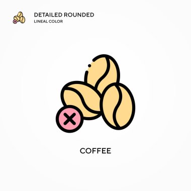 Kahve vektörü ikonu. Modern vektör illüstrasyon kavramları. Düzenlemesi ve kişiselleştirmesi kolay.