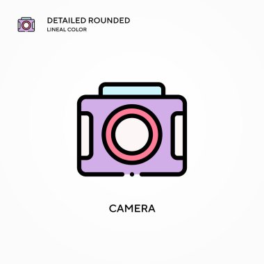 Kamera vektör simgesi. Modern vektör illüstrasyon kavramları. Düzenlemesi ve kişiselleştirmesi kolay.