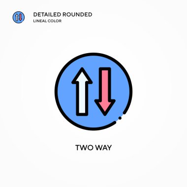 İki yönlü vektör simgesi. Modern vektör illüstrasyon kavramları. Düzenlemesi ve kişiselleştirmesi kolay.
