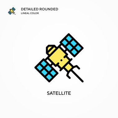 Uydu vektör simgesi. Modern vektör illüstrasyon kavramları. Düzenlemesi ve kişiselleştirmesi kolay.