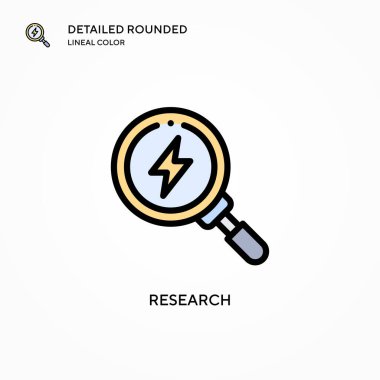 Araştırma vektör simgesi. Modern vektör illüstrasyon kavramları. Düzenlemesi ve kişiselleştirmesi kolay.