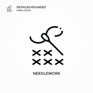 İğne işi vektör simgesi. Modern vektör illüstrasyon kavramları. Düzenlemesi ve kişiselleştirmesi kolay.