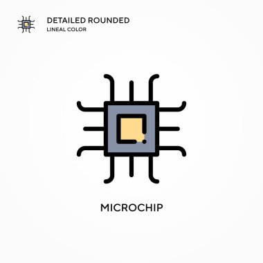 Mikroçip vektör simgesi. Modern vektör illüstrasyon kavramları. Düzenlemesi ve kişiselleştirmesi kolay.