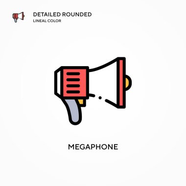 Megafon vektör simgesi. Modern vektör illüstrasyon kavramları. Düzenlemesi ve kişiselleştirmesi kolay.