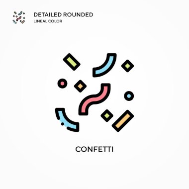 Konfeti vektör simgesi. Modern vektör illüstrasyon kavramları. Düzenlemesi ve kişiselleştirmesi kolay.
