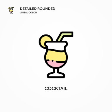 Kokteyl vektör simgesi. Modern vektör illüstrasyon kavramları. Düzenlemesi ve kişiselleştirmesi kolay.