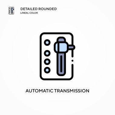 Otomatik iletim vektör simgesi. Modern vektör illüstrasyon kavramları. Düzenlemesi ve kişiselleştirmesi kolay.