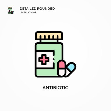 Antibiyotik vektör simgesi. Modern vektör illüstrasyon kavramları. Düzenlemesi ve kişiselleştirmesi kolay.