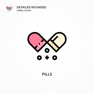 İlaç vektör ikonu. Modern vektör illüstrasyon kavramları. Düzenlemesi ve kişiselleştirmesi kolay.