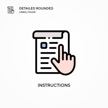 Yönergeler vektör simgesi. Modern vektör illüstrasyon kavramları. Düzenlemesi ve kişiselleştirmesi kolay.