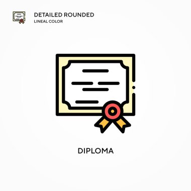 Diploma vektör simgesi. Modern vektör illüstrasyon kavramları. Düzenlemesi ve kişiselleştirmesi kolay.