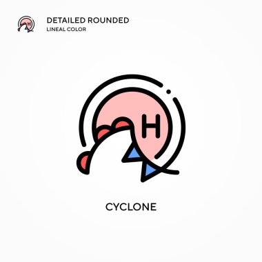 Siklon vektör simgesi. Modern vektör illüstrasyon kavramları. Düzenlemesi ve kişiselleştirmesi kolay.