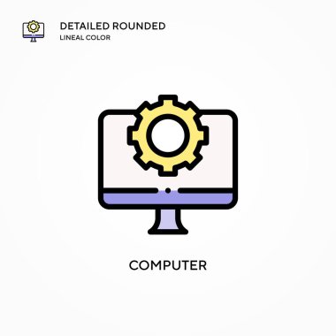 Bilgisayar vektör simgesi. Modern vektör illüstrasyon kavramları. Düzenlemesi ve kişiselleştirmesi kolay.
