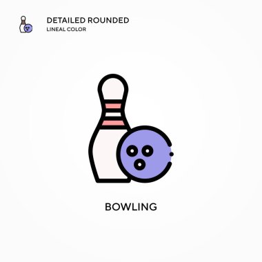 Bowling vektör simgesi. Modern vektör illüstrasyon kavramları. Düzenlemesi ve kişiselleştirmesi kolay.
