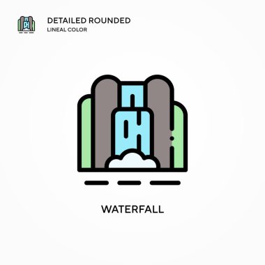 Şelale vektör simgesi. Modern vektör illüstrasyon kavramları. Düzenlemesi ve kişiselleştirmesi kolay.