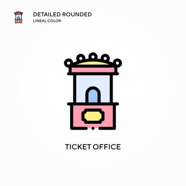 Bilet ofisi vektör simgesi. Modern vektör illüstrasyon kavramları. Düzenlemesi ve kişiselleştirmesi kolay.